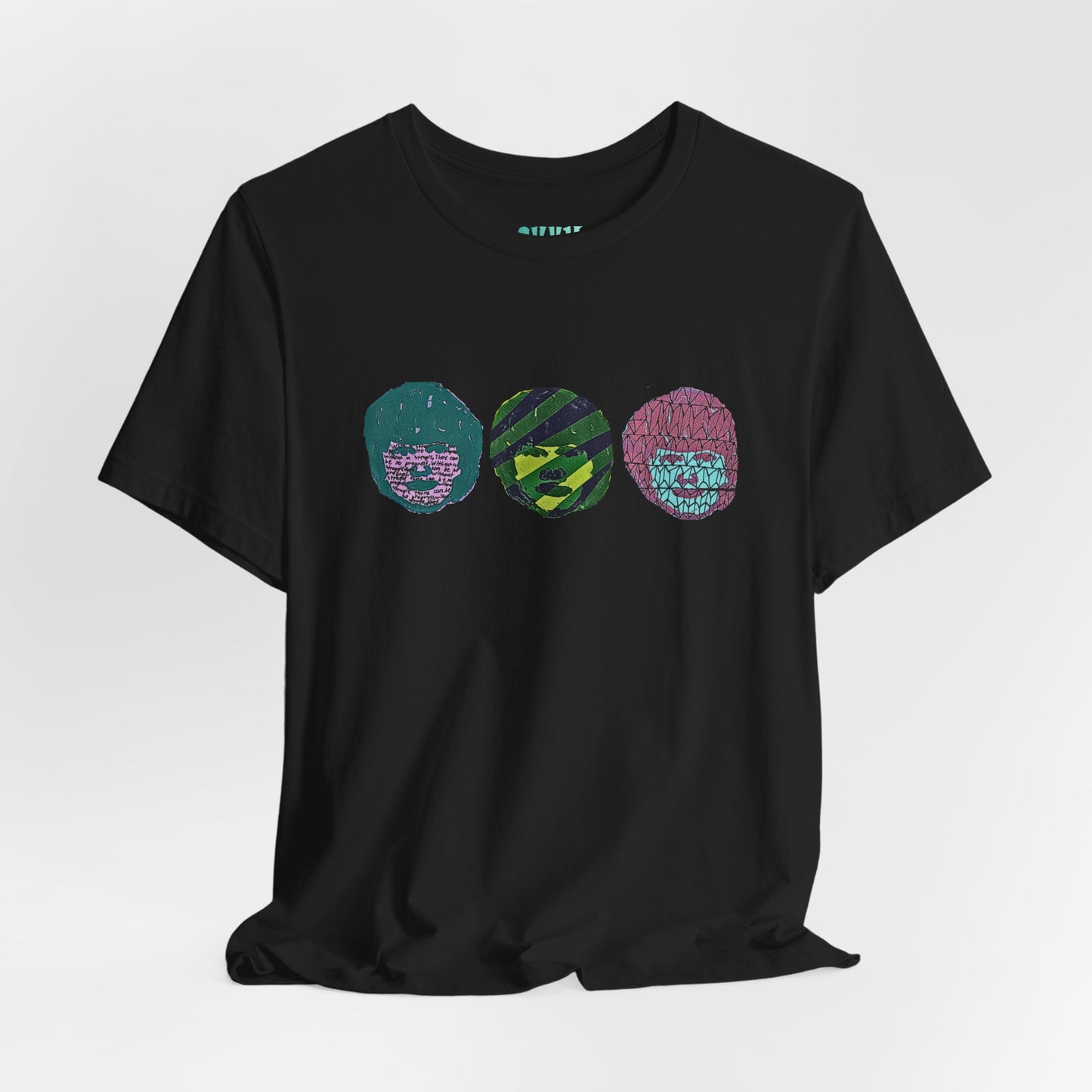 Retro Vaporwave Tee — Triple Neon Globe Graphic