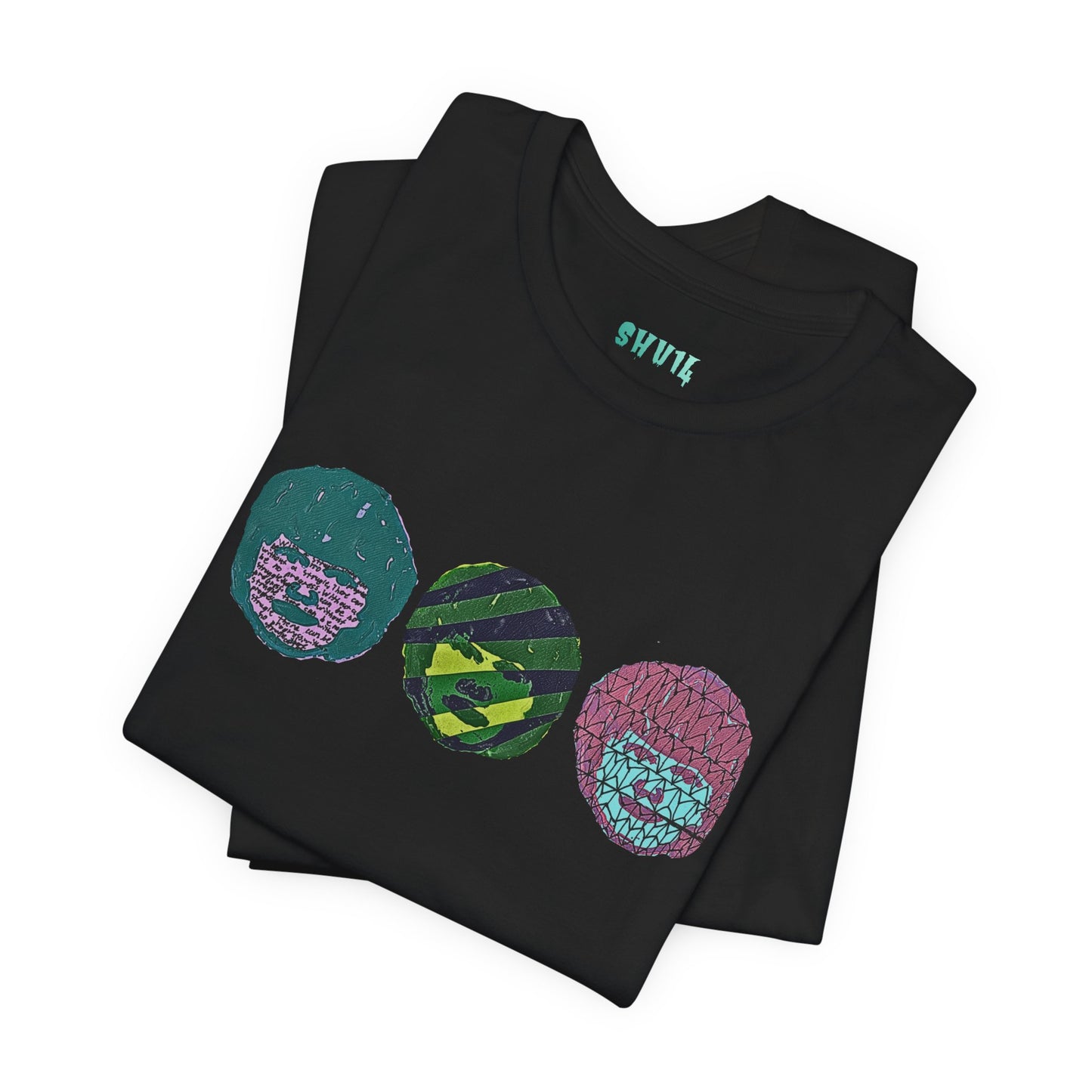 Retro Vaporwave Tee — Triple Neon Globe Graphic