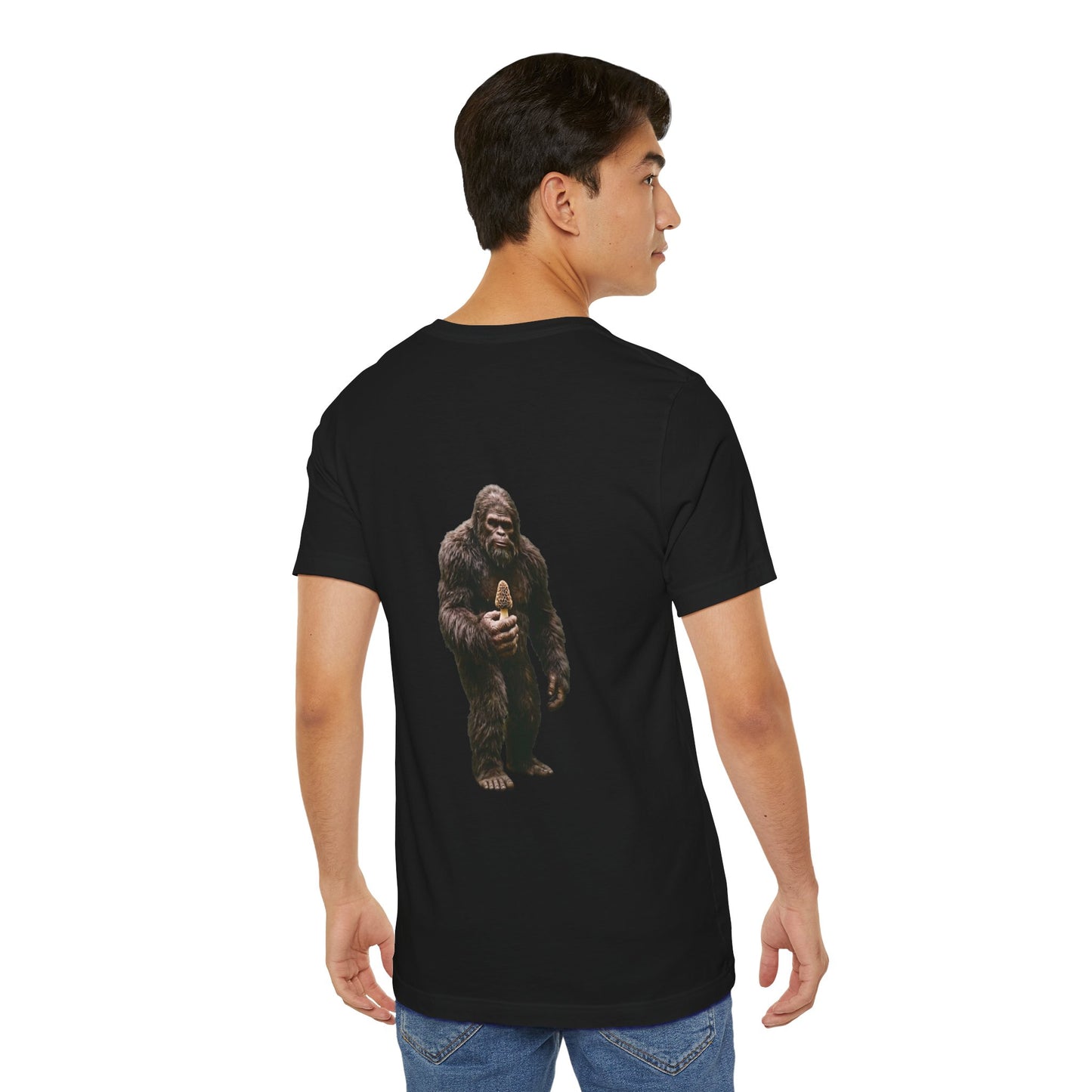 Bigfoot Morel Mushroom Hunter Graphic T-Shirt - Sasquatch Mushroom Hunter