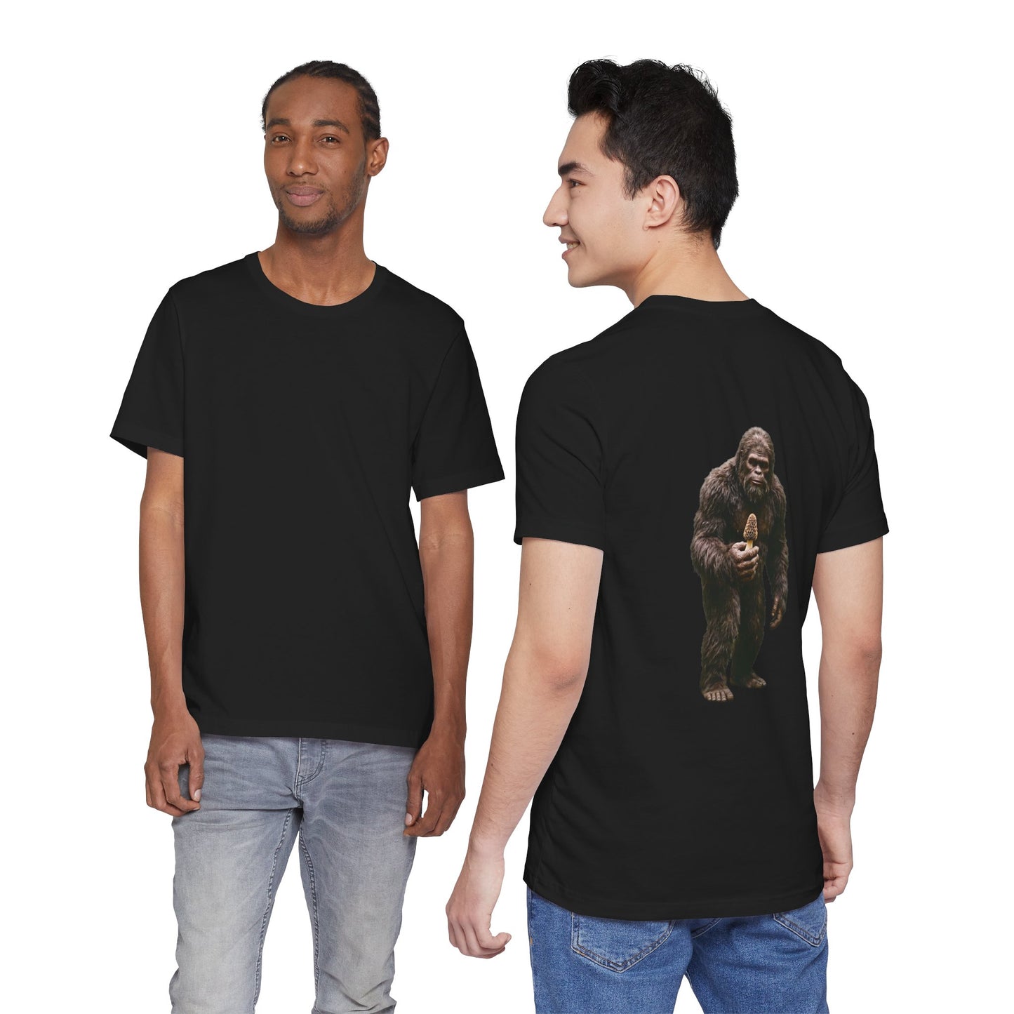 Bigfoot Morel Mushroom Hunter Graphic T-Shirt - Sasquatch Mushroom Hunter