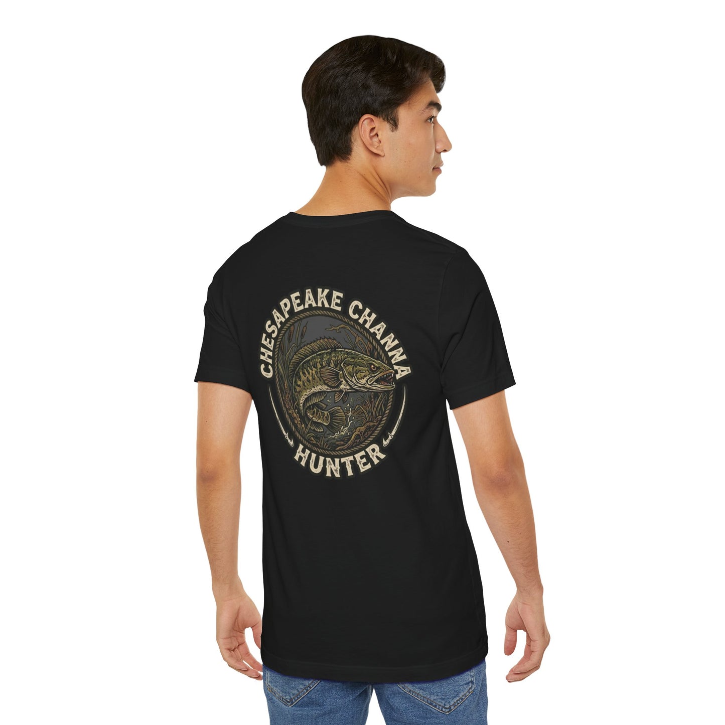 Chesapeake Channa Hunter Premium Graphic Fishing T-Shirt I Chesapeake Bay Angler Gift
