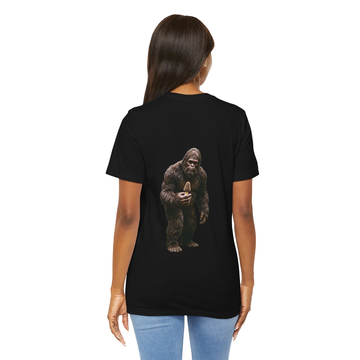 Bigfoot Morel Mushroom Hunter Graphic T-Shirt - Sasquatch Mushroom Hunter